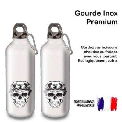 Gourde Alu et Thermos TÃªte de Mort motard