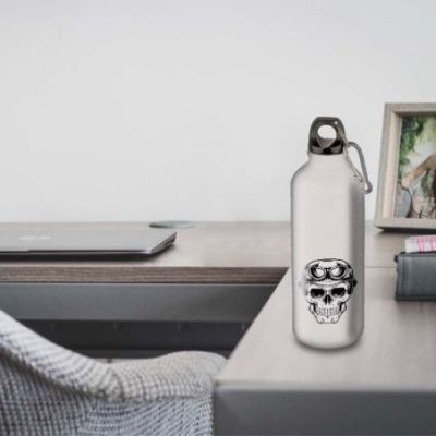 Gourde Alu et Thermos TÃªte de Mort motard