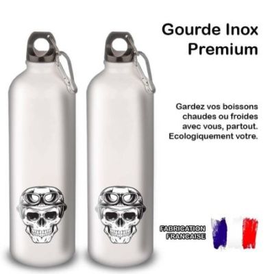Gourde Alu et Thermos TÃªte de Mort motard