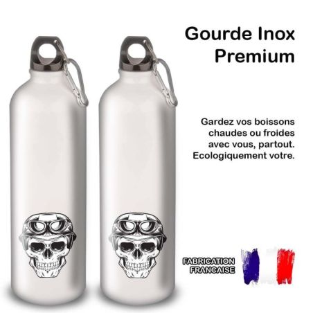 Gourde Alu et Thermos Tête de Mort motard Gourde Alu et Thermos Tête de Mort motard