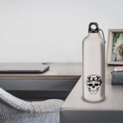 Gourde Alu et Thermos TÃªte de Mort motard