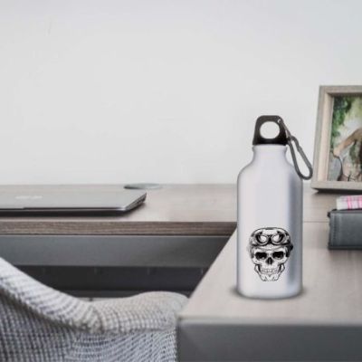 Gourde Alu et Thermos TÃªte de Mort motard
