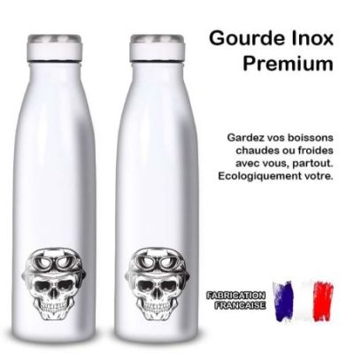 Gourde Alu et Thermos TÃªte de Mort motard