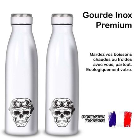 Gourde Alu et Thermos Tête de Mort motard Gourde Alu et Thermos Tête de Mort motard