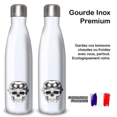 Gourde Alu et Thermos TÃªte de Mort motard