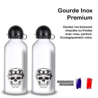 Gourde Alu et Thermos TÃªte de Mort motard