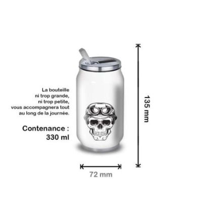Gourde Alu et Thermos TÃªte de Mort motard