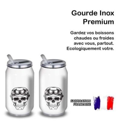 Gourde Alu et Thermos TÃªte de Mort motard