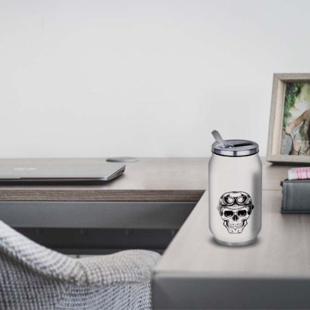 Gourde Alu et Thermos Tête de Mort motard Gourde Alu et Thermos Tête de Mort motard