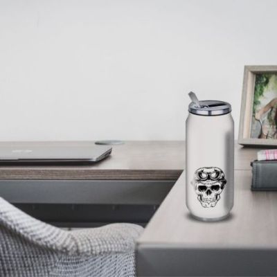 Gourde Alu et Thermos TÃªte de Mort motard