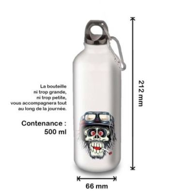 Gourde Alu et Thermos TÃªte de Mort motard fun