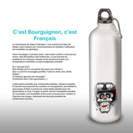 Gourde Alu et Thermos Tête de Mort motard fun Gourde Alu et Thermos Tête de Mort motard fun