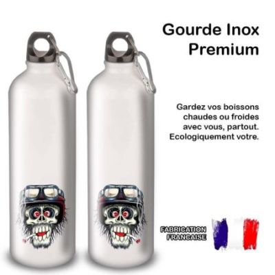 Gourde Alu et Thermos TÃªte de Mort motard fun