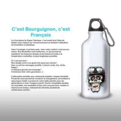Gourde Alu et Thermos TÃªte de Mort motard fun