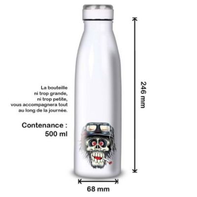 Gourde Alu et Thermos TÃªte de Mort motard fun