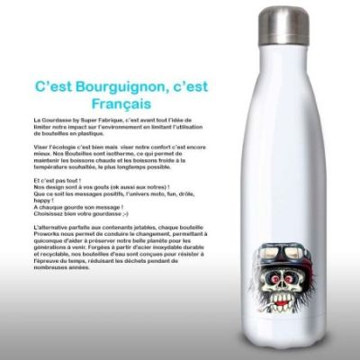 Gourde Alu et Thermos TÃªte de Mort motard fun