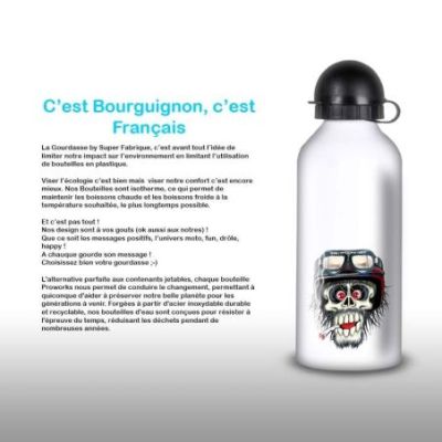 Gourde Alu et Thermos TÃªte de Mort motard fun