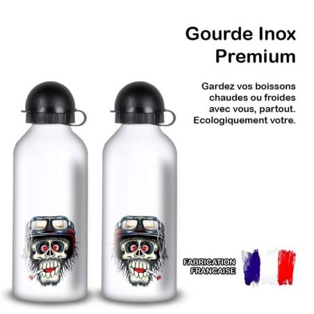 Gourde Alu et Thermos Tête de Mort motard fun Gourde Alu et Thermos Tête de Mort motard fun