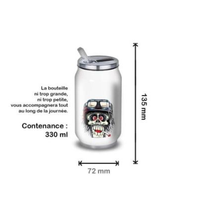 Gourde Alu et Thermos TÃªte de Mort motard fun