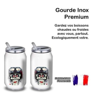 Gourde Alu et Thermos TÃªte de Mort motard fun