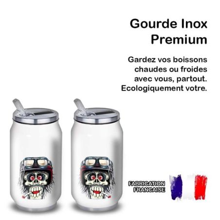 Gourde Alu et Thermos Tête de Mort motard fun Gourde Alu et Thermos Tête de Mort motard fun