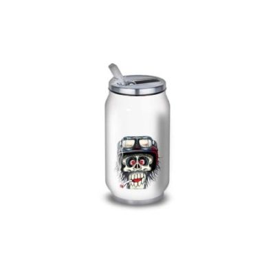 Gourde Alu et Thermos TÃªte de Mort motard fun