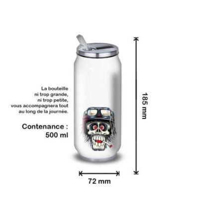 Gourde Alu et Thermos TÃªte de Mort motard fun