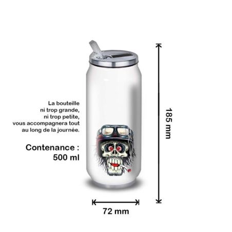 Gourde Alu et Thermos Tête de Mort motard fun Gourde Alu et Thermos Tête de Mort motard fun
