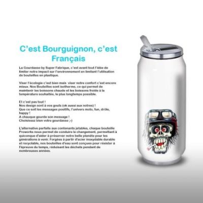 Gourde Alu et Thermos TÃªte de Mort motard fun