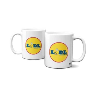 mug blanc parodie du logo Lidl