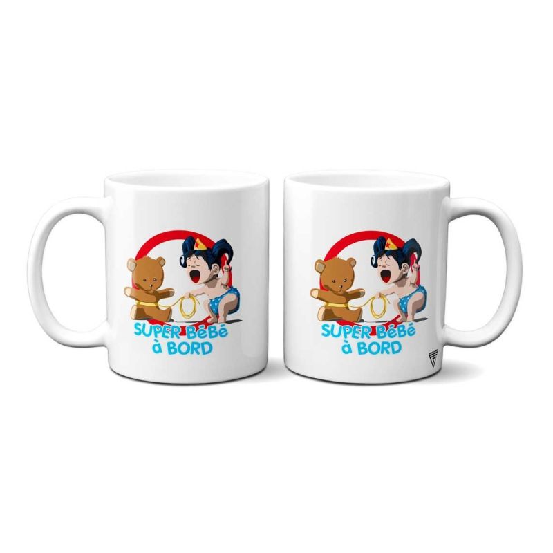 Mug Bébé à bord Super Héros Wonder Woman Mug Bébé à bord Super Héros Wonder Woman