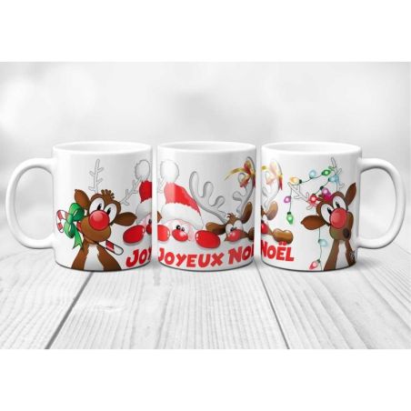 Mug de Noël fun et drôle avec Rennes et père Noel