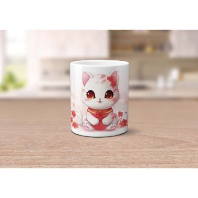 Mug chat Kawaii fleurs