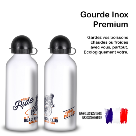 Gourde Alu et Thermos Cyclisme rétro tour 1900 Gourde Alu et Thermos Cyclisme rétro tour 1900