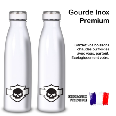 Gourde Alu et Thermos Harley Davidson Skull Blanc