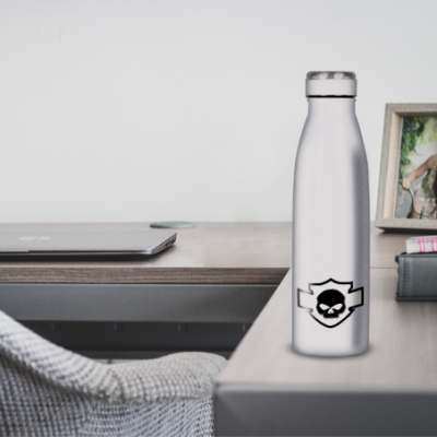 Gourde Alu et Thermos Harley Davidson Skull Blanc