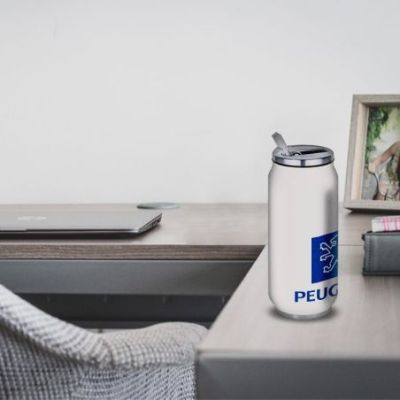 Gourde Alu et Thermos Peugeot Logo 1980