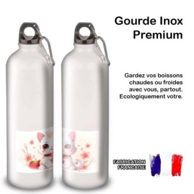 Gourde Alu et Thermos Chat Maneki-neko
